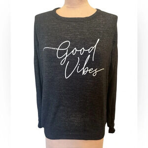 Buffalo David Bitton Good Vibes Graphic Pullover Sweatshirt Black Size Small